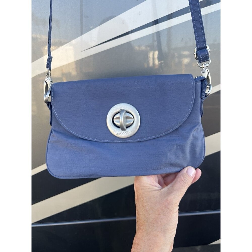 Baggallini light purple crossbody travel preppy bag kisslock silver lightweight - Picture 5 of 13